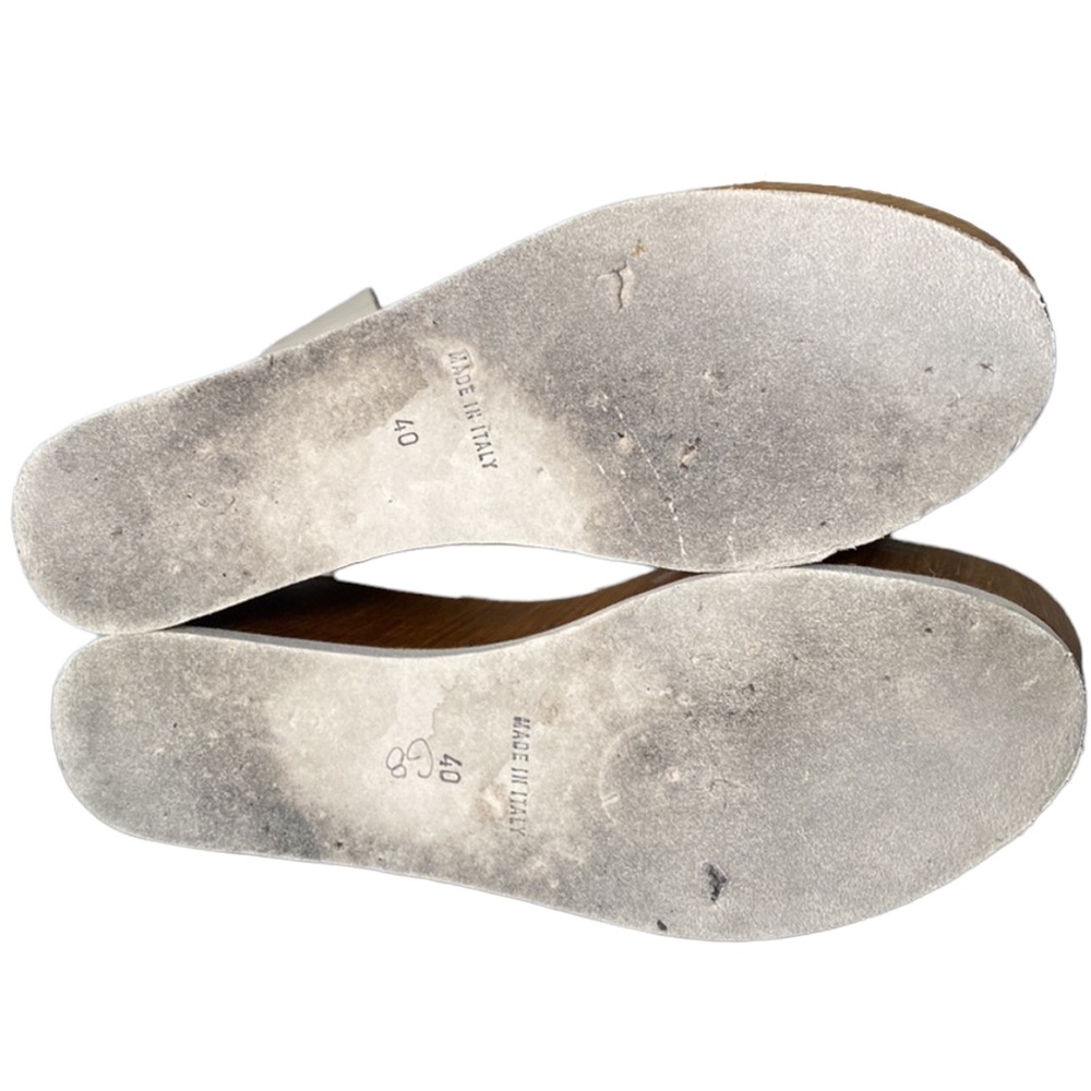 Steve Madden Cream Leather Platform Wedge Sandals - Picture 8 of 9
